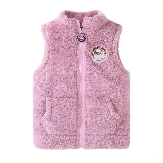 Hicidod Fleece Vest for Toddler Cute Fuzzy Sleeveless Waistcoat Fall Winter Faux Fur Soft Warm Jacket Vest with Pockets