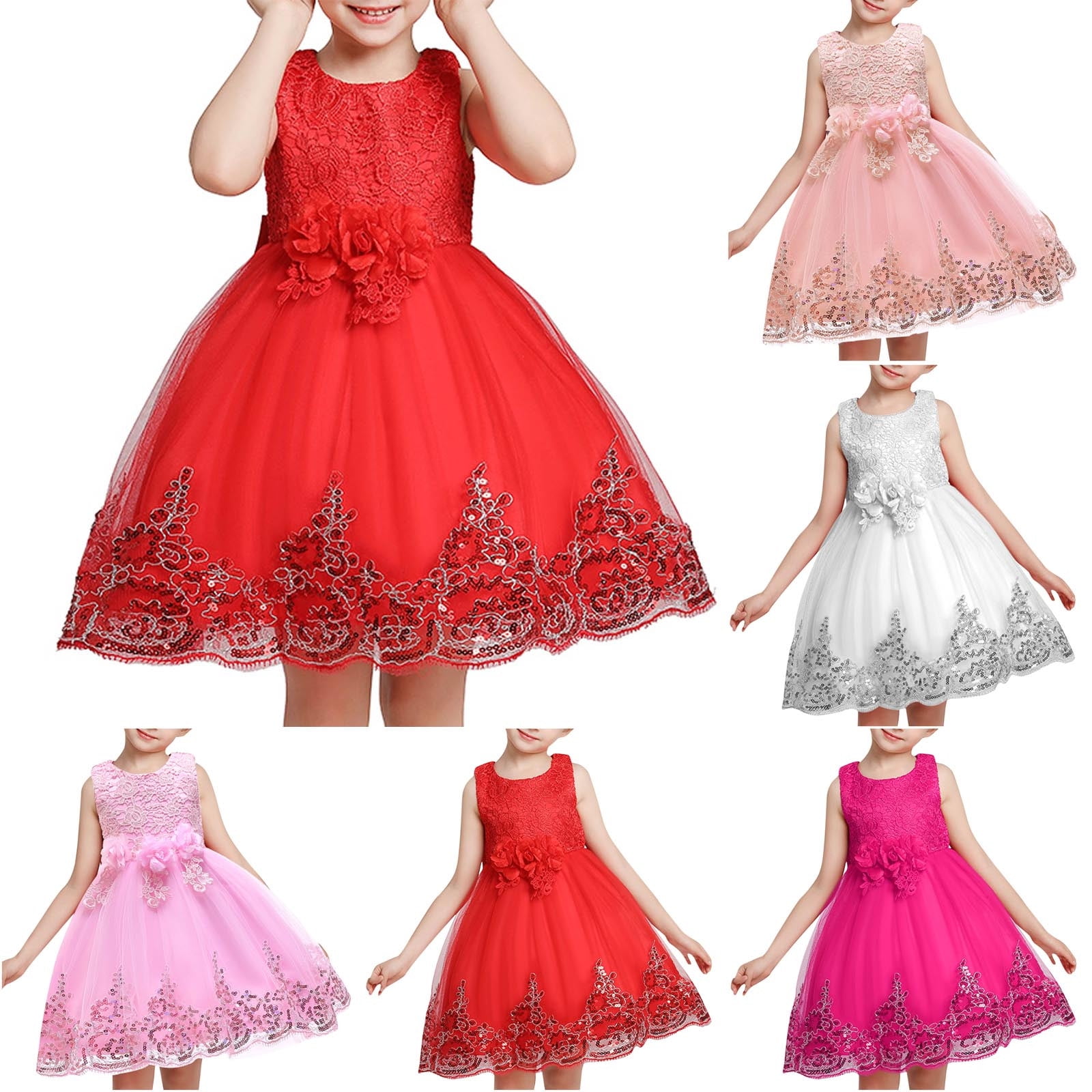Hicidod Flower Girl Dress Kids Ruffles Lace Party Wedding Dresses Ball ...
