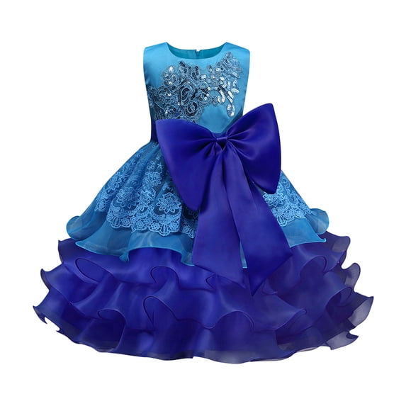 Hicidod Flower Girl Dress Knee-Length Sequins Tulle Tutu Dresses For Wedding Cute Lace Mesh Pageant Formal Princess Dress Bow-Knot