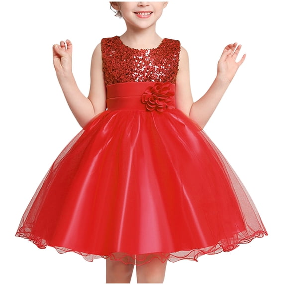 Hicidod Flower Girls Sequins Dress Lace Mesh Tulle Princess Prom Tutu Dresses Wedding Bridesmaid Party Dresses Holiday Kids Formal Pageant Gown