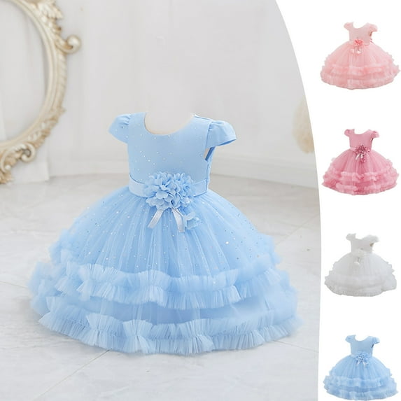 Hicidod Flower Girls Wedding Dress Sequin Rhinestone Tulle Dresses Little/Girl Lace Bridesmaid Holiday Pageant Party Tutu Dresses