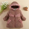 thumbnail image 1 of Hicidod Girl'S Winter Jackets Fur Trim Hooded Windproof Toddler Kids Outwear Padded Thicken Cotton Warm Puffer Jacket, 1 of 4