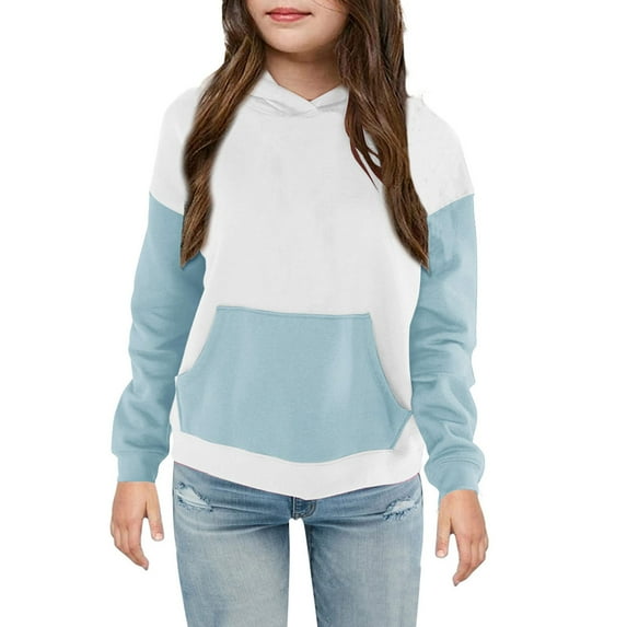 Hicidod Girl's Hoodies Fashion Colorblock Long Sleeve Pullover Tops Soft Casual Unisex Athletic Sweatshirt with Pockets