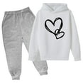 thumbnail image 1 of Hicidod Girl's Tracksuit 2 Piece Outfit Cute Heart Printed Kids Sweat Suit Long Sleeve Pullover Hoodies Elastic Waist Sweatpants Set, 1 of 2