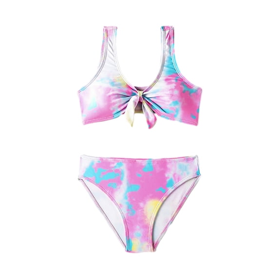 Hicidod Girls Bathing Suits Bikini Set 2 Piece Color Block Criss Cross Cute V Neck Summer Beach Teen Girl Swimwear with Shorts