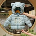 thumbnail image 1 of Hicidod Girls' Down Coats Lightweight Thicken Puffy Solid Puffer Jackets Cute Bear Ears Hooded Zipper Warm Toddler Boys Winter Coat, 1 of 3