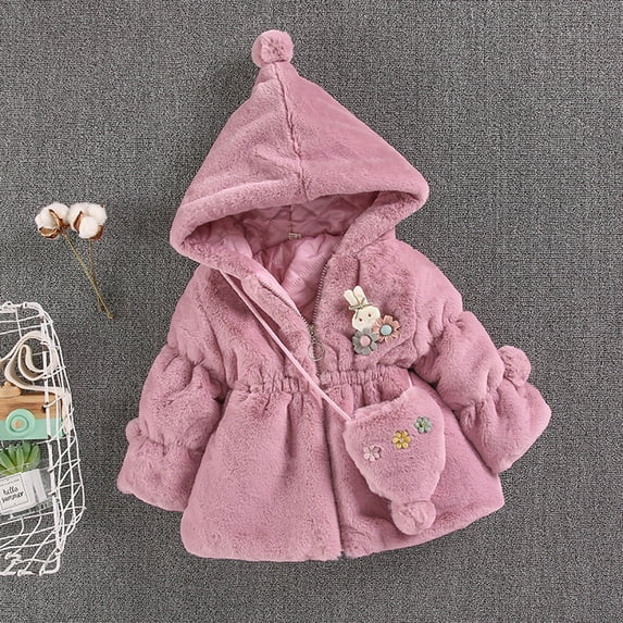 Hicidod Girls Fleece Jacke Cute Soft Hooded Fall Winter Coat Furry Faux Fur Warm Jacket Windproof Fashion Snowsuit Outwear