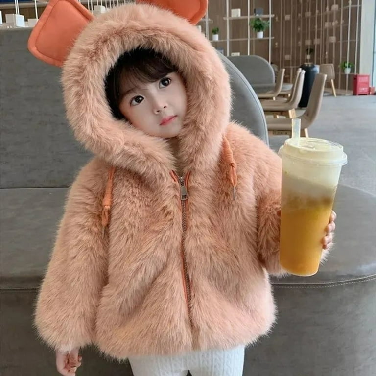 Fur Coat Kids Shearling Coats Beige Sheepskin Leather Jacket