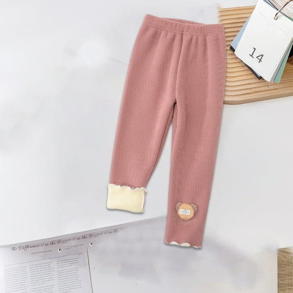 Hicidod Girls Fleece Lined Leggings Winter Warm Thick Thermal Tights Full Length Solid Soft Cotton Casual Leggings for Girls