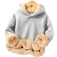 thumbnail image 1 of Hicidod Girls Hoodies Casual Long Sleeve Sherpa Fashion Solid Hooded Kids Sweatshirt Fleece Lined Thicken Warm Toddler Pullover Tops, 1 of 3