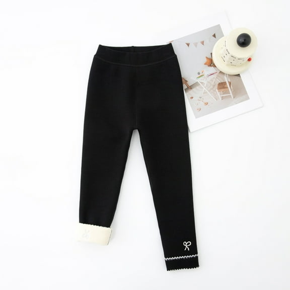 Hicidod Girls Leggings Winter Fleece Lined Cotton Thicken Warm Kids Tights Stretchy Warm Full Length Padded Pants for Toddler Girl