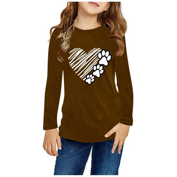 Hicidod Girls Long Sleeve Blouses Fashion Print Kids Girls Pullover Shirts Crewneck Ultra Soft Comfortable Casual tops