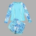 thumbnail image 1 of Hicidod Girls Long Sleeve Rash Guard 2 Piece Swimsuit Set Cute Floral Printed UPF 50+ Sun Protection Teen Swimsuit with Boyshorts, 1 of 3