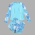 thumbnail image 1 of Hicidod Girls Long Sleeve Rash Guard 2 Piece Swimsuit Set Cute Floral Printed UPF 50+ Sun Protection Teen Swimsuit with Boyshorts, 1 of 3