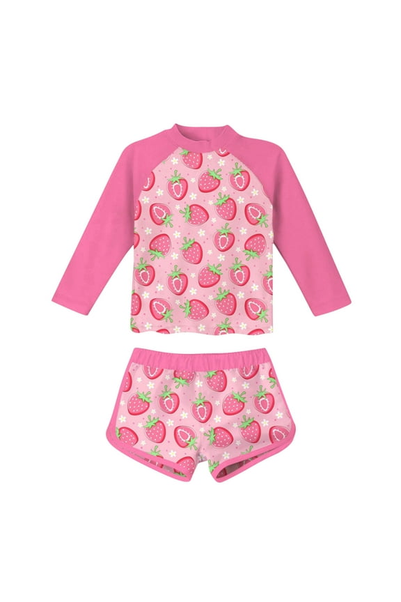 Girls Rash Guard Swimsuit Two Piece Long Sleeve Tankini Bathing Suit UPF 50+ Sun Protection Summer Beach Swimwear with Boyshorts