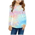 thumbnail image 1 of Hicidod Girls Shirts Long Sleeve Crew Neck Trendy Tie-Dye Casual Kids Tunic Tops Loose Fit Soft Comfortable Toddler Blouse T-Shirt, 1 of 6