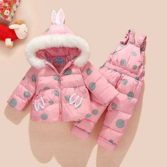 Hicidod Girls Snow Suit Winter Thicken Warm Toddler Snow Pants And Jacket Windproof Waterproof Kids Snowsuit