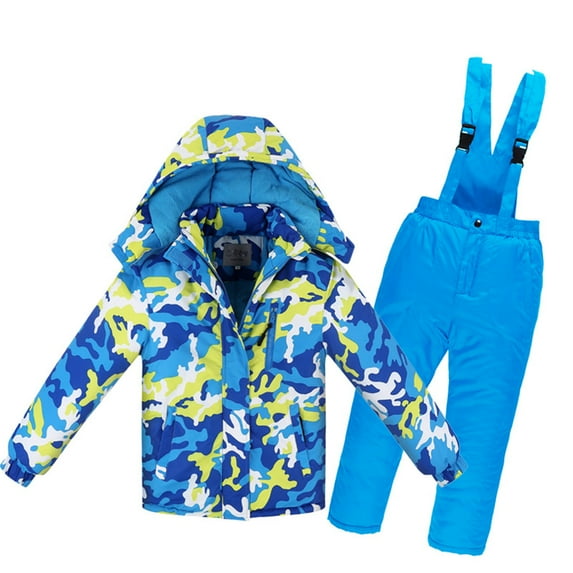 Hicidod Kids Ski Suit Thicken Winter Warm Snowboarding Snowsuit Waterproof Fashion Printed Toddler Jacket And Pants 2 Piece Sets