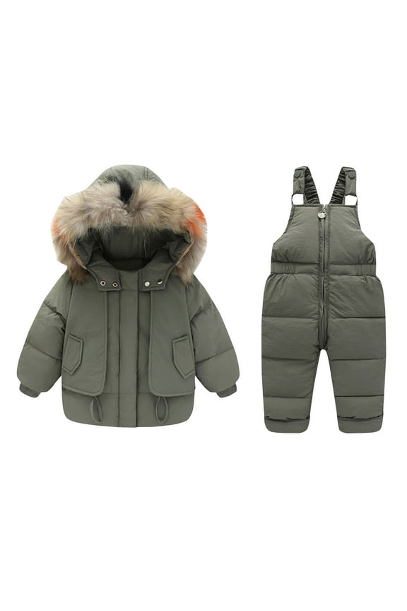Girls Snow Suit Winter Thicken Warm Toddler Snow Pants And Jacket Windproof Waterproof Kids Snowsuit