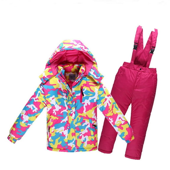 Hicidod Girls Snow Suit Winter Thicken Warm Toddler Snow Pants And Jacket Windproof Waterproof Kids Snowsuit