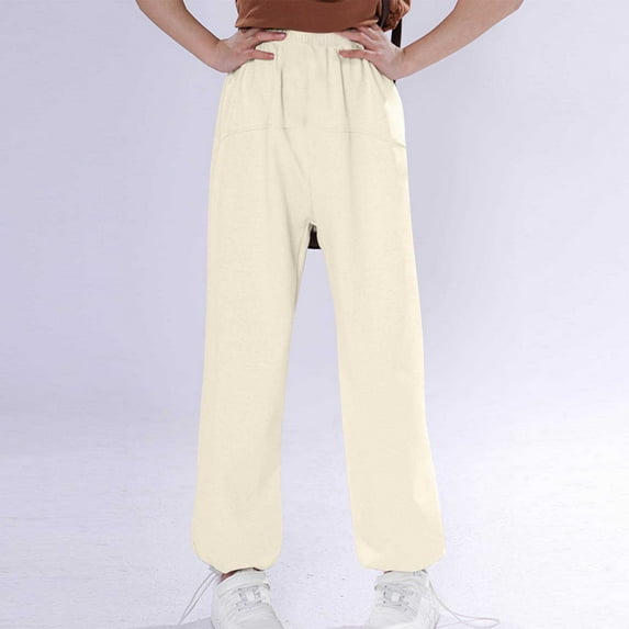 Hicidod Girls Sweatpants High Waisted Solid Color Joggers Pants Loose Fit Fleece Lined Warm Long Lantern Pants with Drawstring