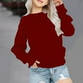 thumbnail image 1 of Hicidod Girls Sweatshirts Long Sleeve Fashion Solid Color Pullover Tops Casual Crew Neck Ribbed Tops Loose Fit Sweatshirt, 1 of 7