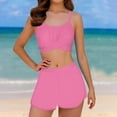 thumbnail image 1 of Hicidod Girls Tankini Swimsuit Two Piece High Waisted Solid Color Bathing Suits Summer Beach Swimwear with Shorts for 7-14 Years, 1 of 7