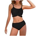 thumbnail image 1 of Hicidod Girls Tankini Swimsuit Two Piece High Waisted Solid Color Bathing Suits Summer Beach Swimwear with Shorts for 7-14 Years, 1 of 6