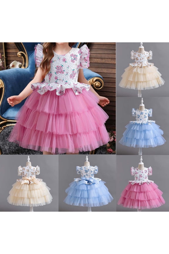 Girls Tulle Tutu Dresses Flower Princess Wedding Sleeveless Knee-Length Sequins Dresses Pageant Dress Ball Gowm