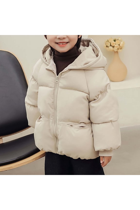 Toddler Winter Coats Hooded Thicken Warm Puffer Jacket Fashion Solid Color Lightweight Down Coat for Baby Girls Boys