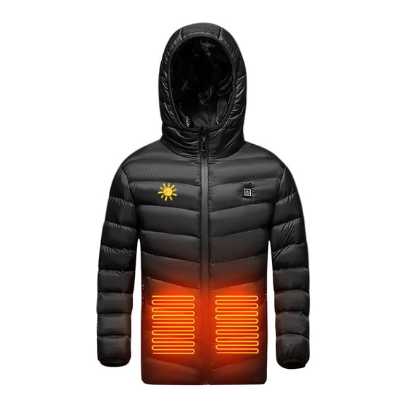 Hicidod Heated Jacket Kids Waterproof Fashion Solid Heating Jackets Hooded Zipper Rechargeable Warming Heated Clothing for Skiing