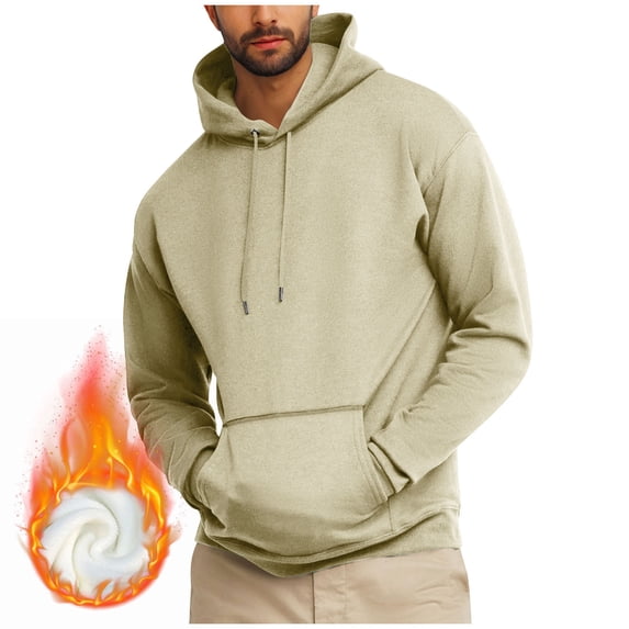 Hicidod Hoodies for Men Fleece Drawstring Hooded Collar Sweatshirts Fashion Solid Casual Long Sleeve Pullover Tops with Pocket