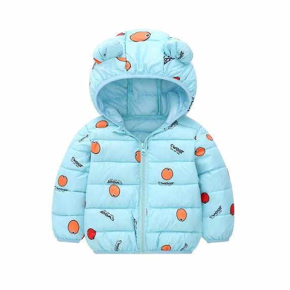 Hicidod Infant Jackets Cute Bear Ears Hooded Long Sleeve Down Coat Lightweight Floral Printed Thicken Winter Warm Jacket