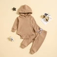 thumbnail image 1 of Hicidod Infant Unisex Sweatsuit Hooded Long Sleeve Bodysuit Stretchy Pants Fashion Solid Color Ribbed Fall Winter Baby Outfits, 1 of 7