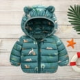 thumbnail image 1 of Hicidod Infant Puffer Jackets Puffy Thicken Warm Winter Coat Cute Bear Hood Cartoon Print Zipper Toddler Down Coat, 1 of 5