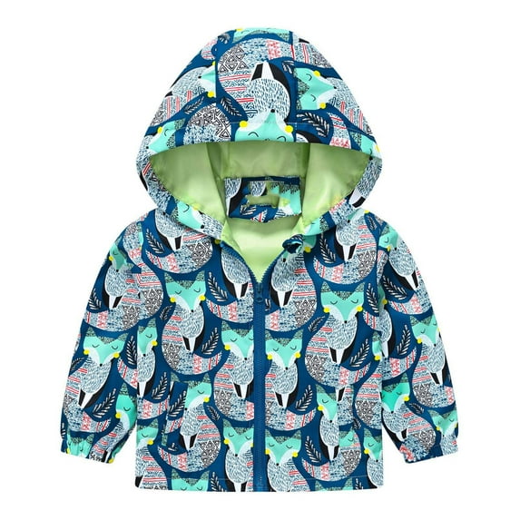 Hicidod Kid Rain Jacket Toddler Rain Jacket Boys Girls Cute Windbreaker Waterproof Print Casual Outerwear Lightweight Zip Jacket Hooded Dust Coat