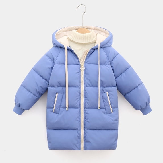 Hicidod Kids Donw Coats Hooded Long Sleeve Zipper Puffer Jackets Lightweight Padded Puffy Thicken Winter Warm Outerwear