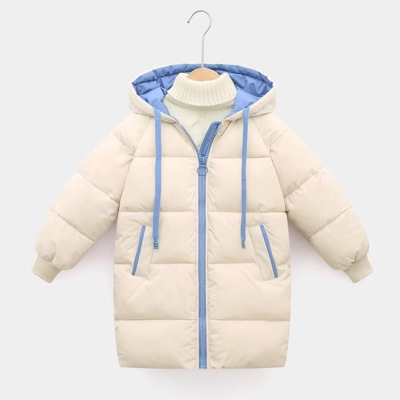 Hicidod Kids Donw Coats Hooded Long Sleeve Zipper Puffer Jackets Lightweight Padded Puffy Thicken Winter Warm Outerwear