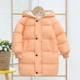 thumbnail image 1 of Hicidod Kids Down Coats Fashion Solid Color Puffy Hooded Zipper Warm Toddler Winter Jacket Windproof Light Thick Long Puffer Outwear, 1 of 6