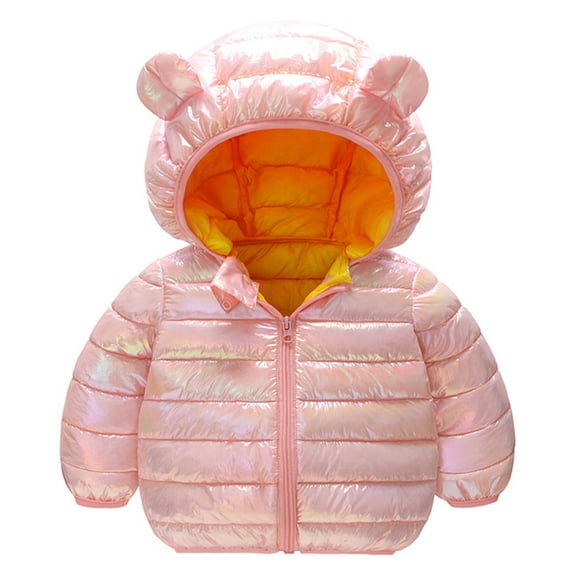 Hicidod Baby Puffer Jackets Thicken Warm Winter Coat Lightweight Cute Bear Ears Hooded Zipper Down Jacket for Toddler Boys Girls