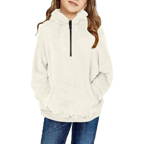 Hicidod Kids Fleece Hoodies Soft Thick Girls Boys Fashion Solid Color Warm Tops Long Sleeve Fall Winter Warm Casual Outerwear