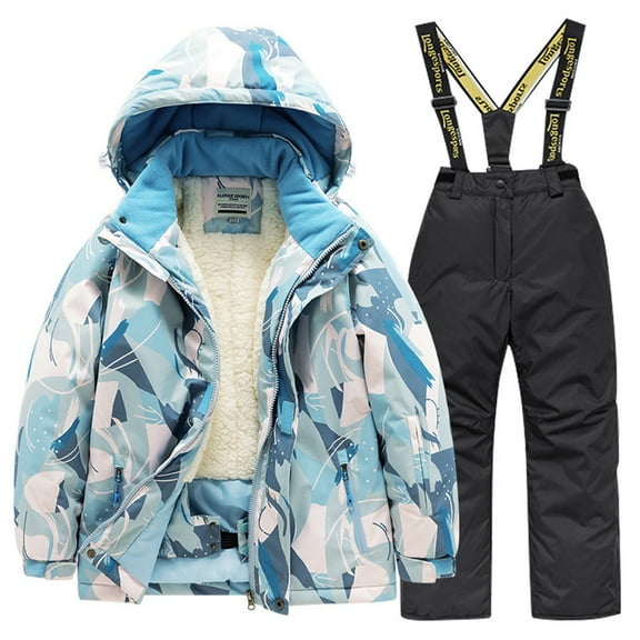 Hicidod Kids Girls Boys Ski Jacket And Pants Set Winter Fleece Lined Warm Snow Suits Printed Waterproof Snowboarding Rain Coats