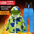 thumbnail image 1 of Hicidod Kids Girls Boys Snowsuit Fleece Lined Winter Warm Toddler Ski Suits 2-Piece Usb Heated Waterproof Hooded Snowboard Jumpsuits, 1 of 4