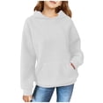 thumbnail image 1 of Hicidod Kids Hoodies Girls Long Sleeve Lightweight Pullover Tops with Pocket Loose Soft Fashion Solid Color Sweatshirts, 1 of 3
