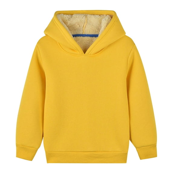 Hicidod Kids Hoodies Unisex Fleece Lined Warm Pullover Tops Fashion Solid Color Thicken Soft Winter Pullover Sweatshirts