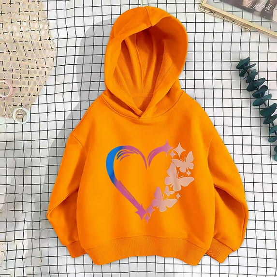 Hicidod Kids Hoodies for Girls Fashion Hearts Print Long Sleeve Pullover Tops Fall Loose Soft Casual Relaxed Sweatshirts