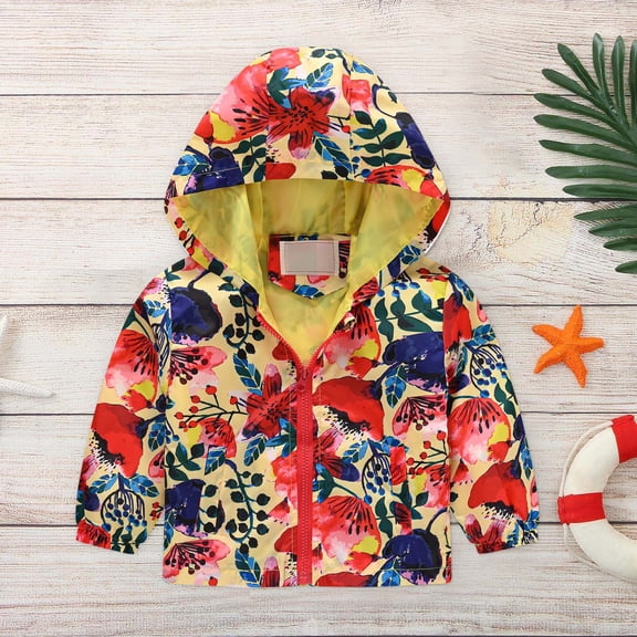 Hicidod Kids Rain Coat Toddler Rain Jacket Boys Girls Cute Windbreaker Waterproof Print Casual Outerwear Lightweight Zip Jacket Hooded Dust Coat