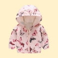 thumbnail image 1 of Hicidod Kids Rain Jackets Kids Rain Jacket Lightweight Windproof Windbreaker Hooded Rain Coats Long Sleeve Cute Cartoon Dinosaur Print Outdoor Jackets, 1 of 5