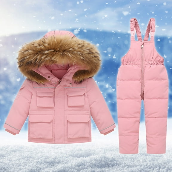 Hicidod Kids Snowsuit Thicken Windproof Snow Pants and Jackets Winter Warm Waterproof Toddler Girls Boys Ski Snow Suit
