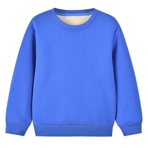 Hicidod Kids Sweatshirt Unisex Fleece Lined Warm Pullover Tops Fashion Solid Color Thicken Soft Winter Pullover Sweatshirts